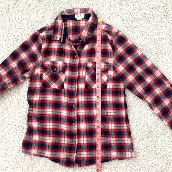 ♡ Love notes ♡ cowgirl blouse L rollup sleeve top - Picture 7 of 7